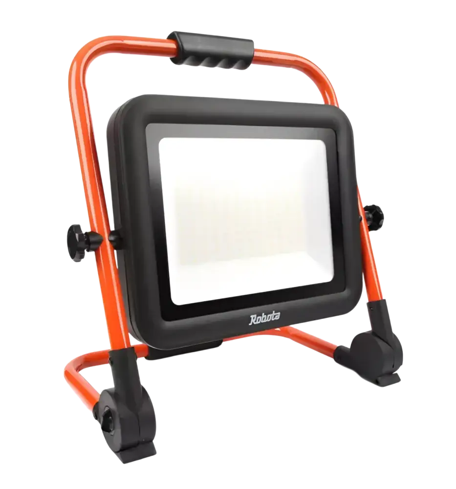 Robota dc-l2 18v akkukäyttöinen 100w led työvalo oranssi musta tukeva runko säädettävät jalat ja kantokahva ammattilaisille