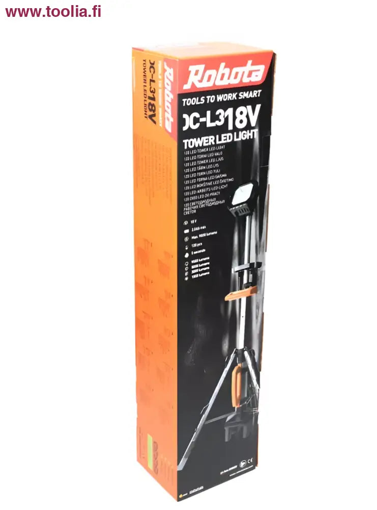 Robota DC-L318V kokoontaittuva työvalo, nelitasoinen tehonsäätö, oranssi-musta pakkaus