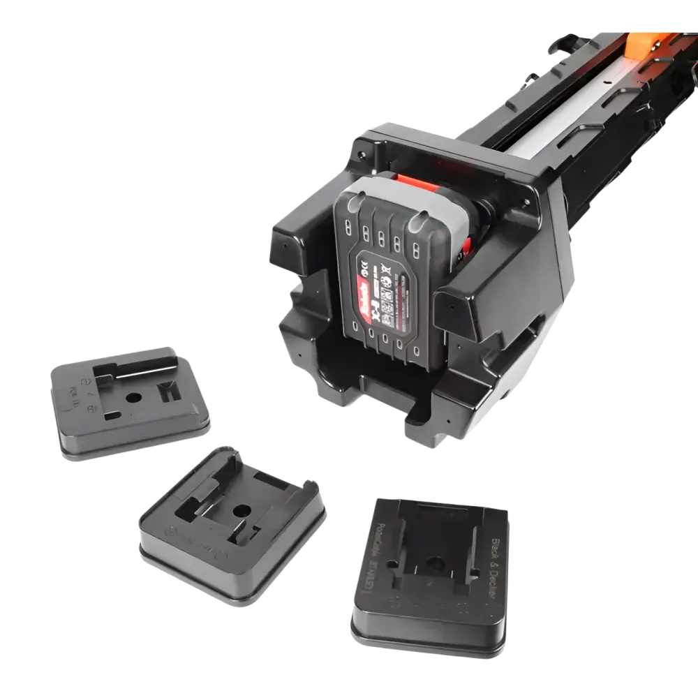 Musta muovinen robota dc-l318v led torni valo 120 ledillä, kokoontaittuva työvalo, yhteensopiva useimpien akkujen kanssa