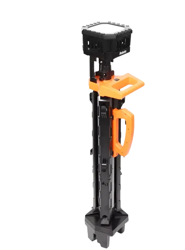 Mustavärinen ja oranssi muunnettava tripod- jalusta robota dc-l318v led torni valolle yhteensopiva useimpien akkujen kanssa