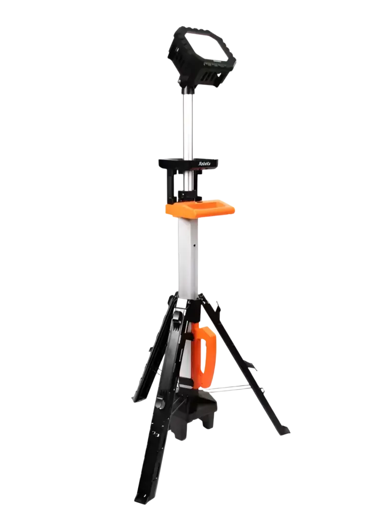 Mustan ja oranssin robota dc-l318v led torni valo 120 ledillä kokoontaittuva työvalo yhteensopiva useimpien akkujen kanssa