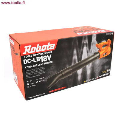 Robota DC-LB18V akkulehtipuhallin oranssi-musta pakkauksessa, säädettävä teho