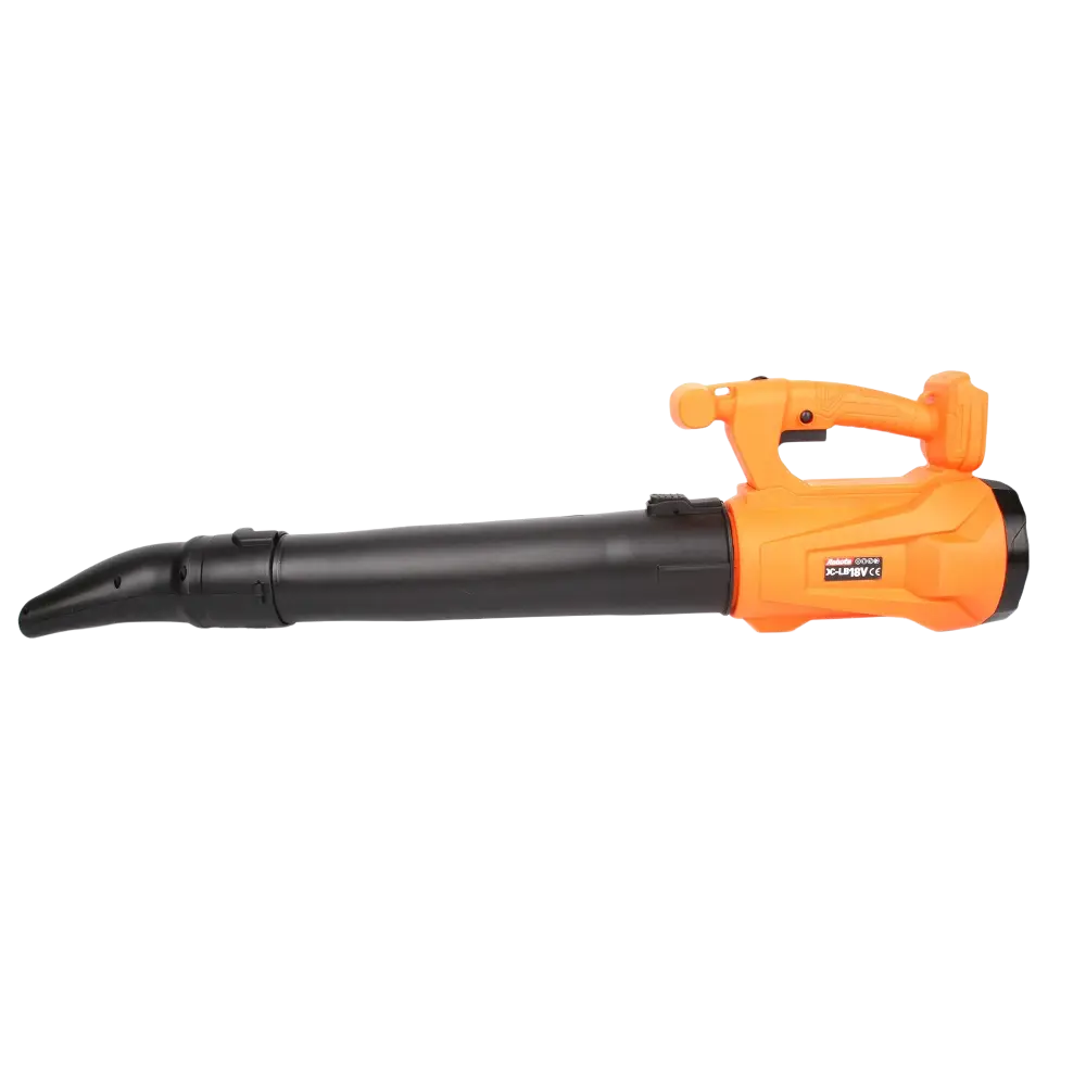 Orange ja musta robota dc-lb18v 18v akkulehtipuhallin säädettävä teho ja maksimi ilmamäärä ergonomisella kahvalla
