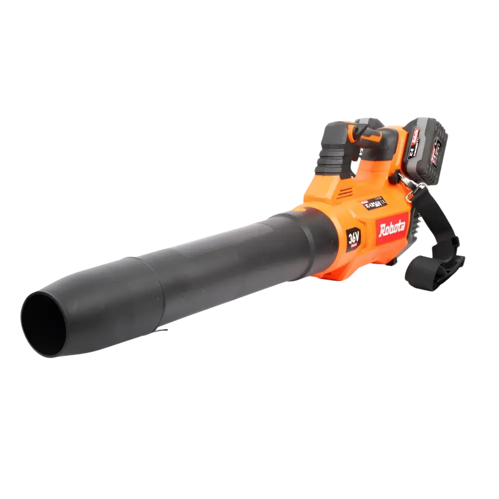Robota dc-lb36v akkulehtipuhallin 36v runko oranssi musta cordless 36v akulla ja robite logolla sivulla