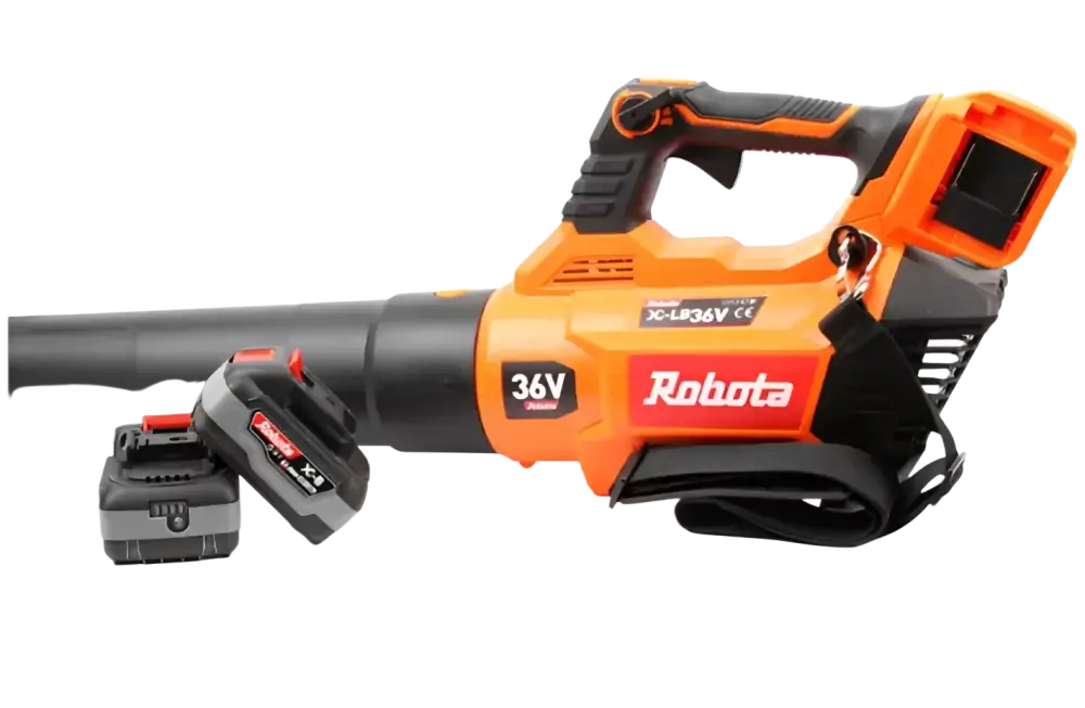 Robota dc-lb36v akkulehtipuhallin 36v runko oranssi ja musta akkukäyttöinen puhallin irrotettavalla akulla