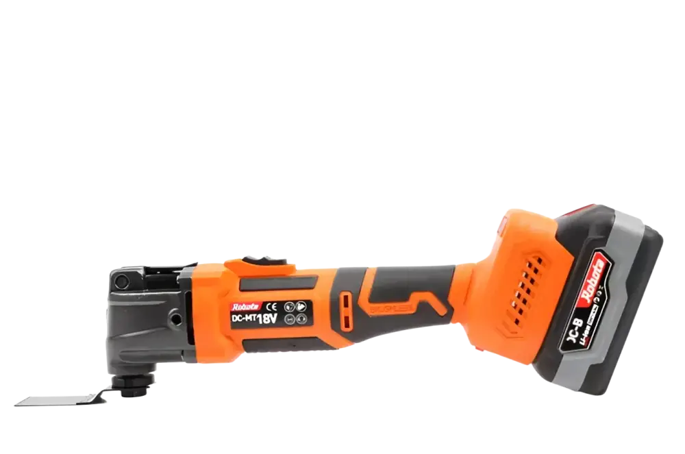 Oranssi ja musta robota dc-mt18v monipuolinen akkukäyttöinen monitoimityökalu irrotettavalla terällä