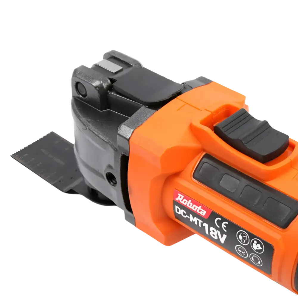 Robota dc-mt18v oranssi ja musta monipuolinen akkukäyttöinen monitoimityökalu irrotettavalla terällä