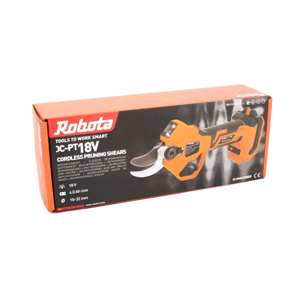 Robota dc-pt18v oranssi-musta cordless tehokkaat oksasakset voimakas leikkausteho ja leikkausavauman säätöjä paketissa