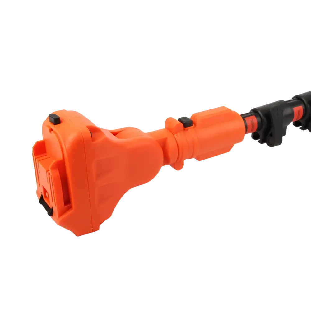 Oranssi muovinen robota dc-ptr18v jatkovarsi oksasaksille 132-225cm mustilla liittimillä kasvien varsien leikkaamiseen