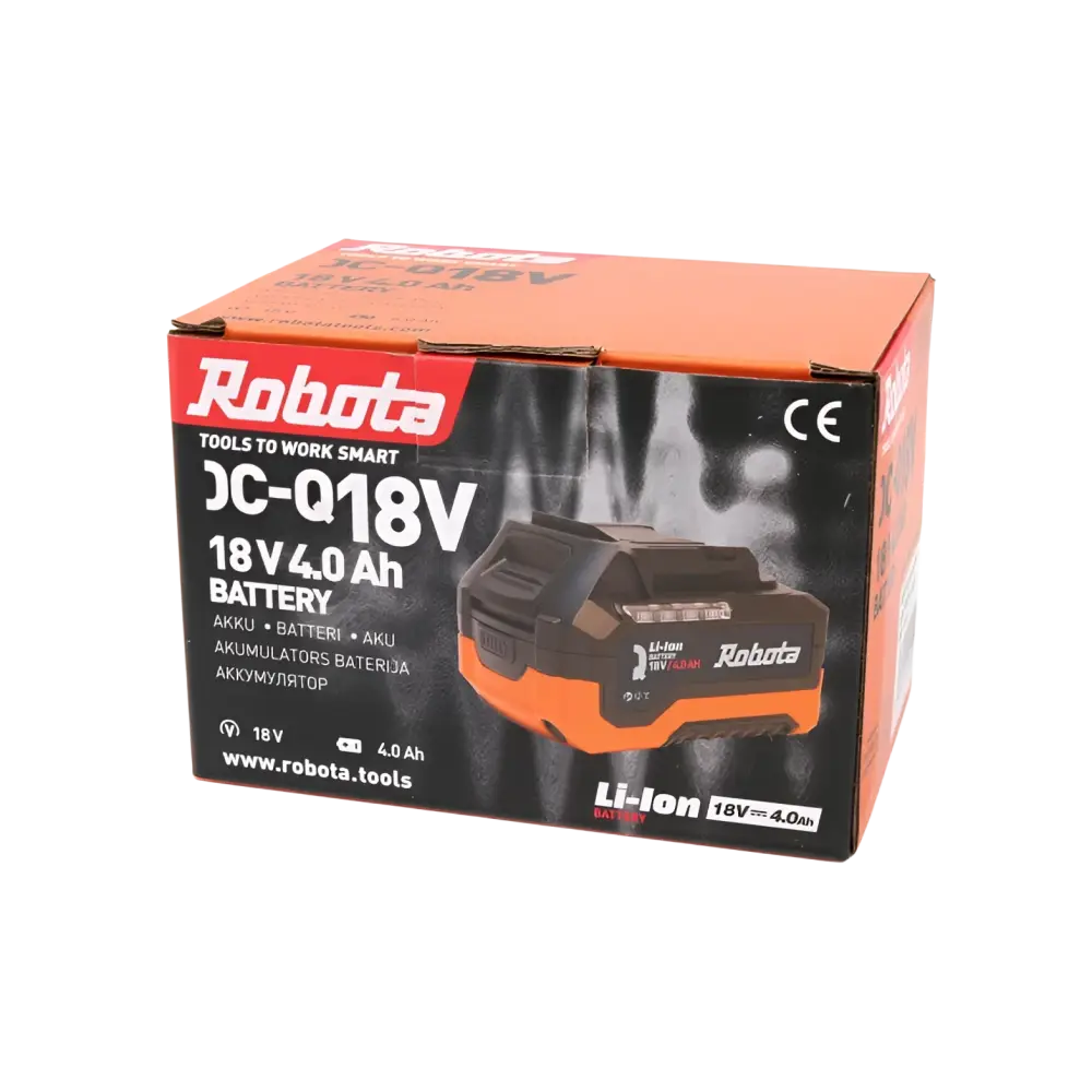 Robota dc-q18v akku 4ah li-ion 18v 4.0ah oranssi musta dc-q18v akun vähittäispakkauksessa