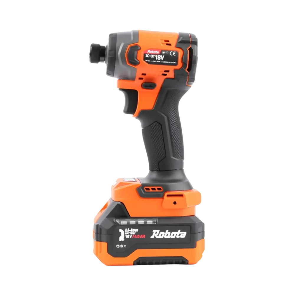 Robota dc-qt18v oranssi ja musta tehokas 18v iskevä akkuruuvinväännin runko litiumioniakulla