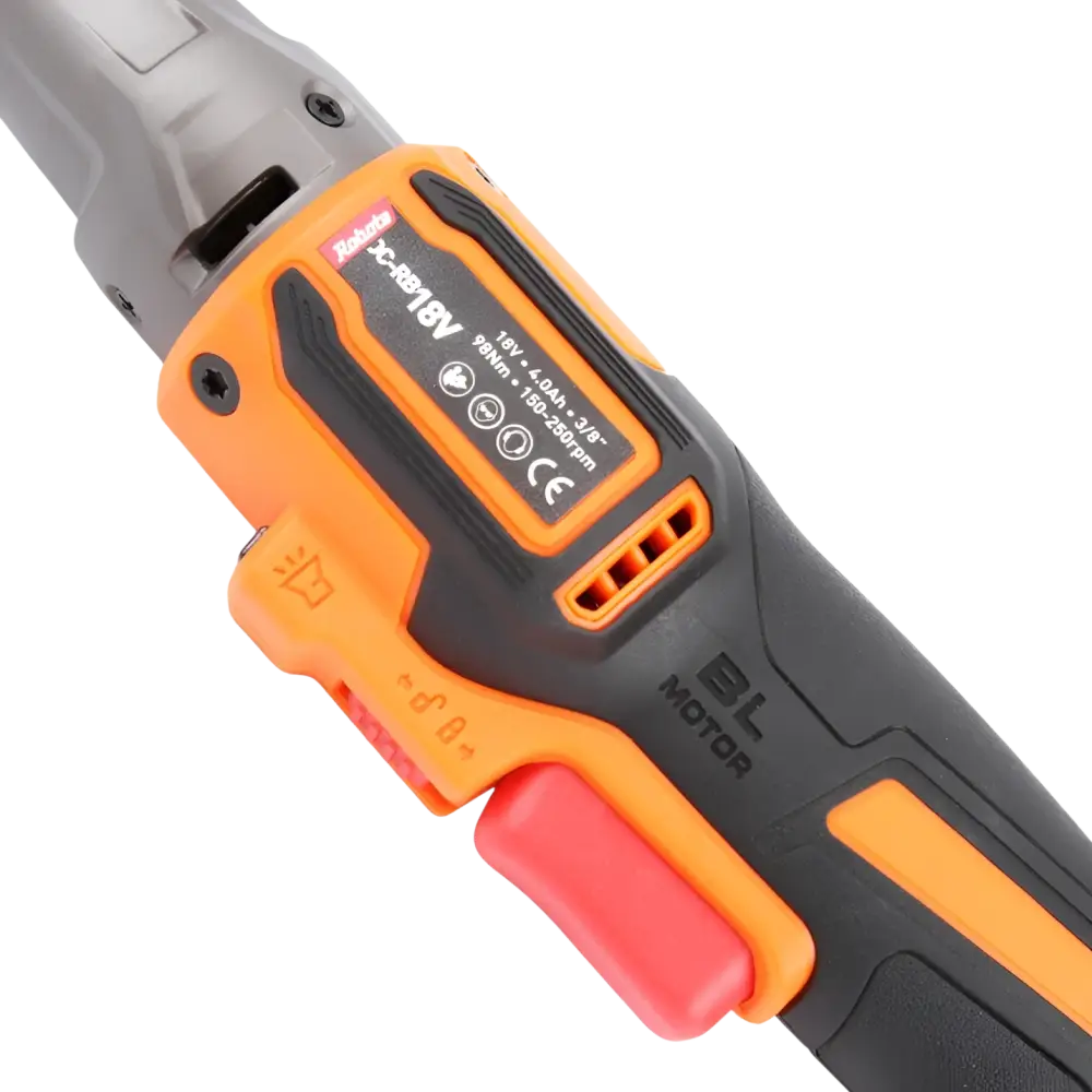 Orko dc-rb18v akkuräikkä 3/8” oranssi musta runko led-työvalo helpottaa työskentelyä raketa-brändi