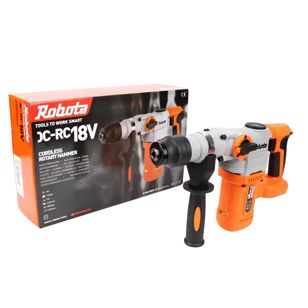 Robota dc-rc18v 18v oranssi ja harmaa johdoton pyörivä poravasara rakennustöihin