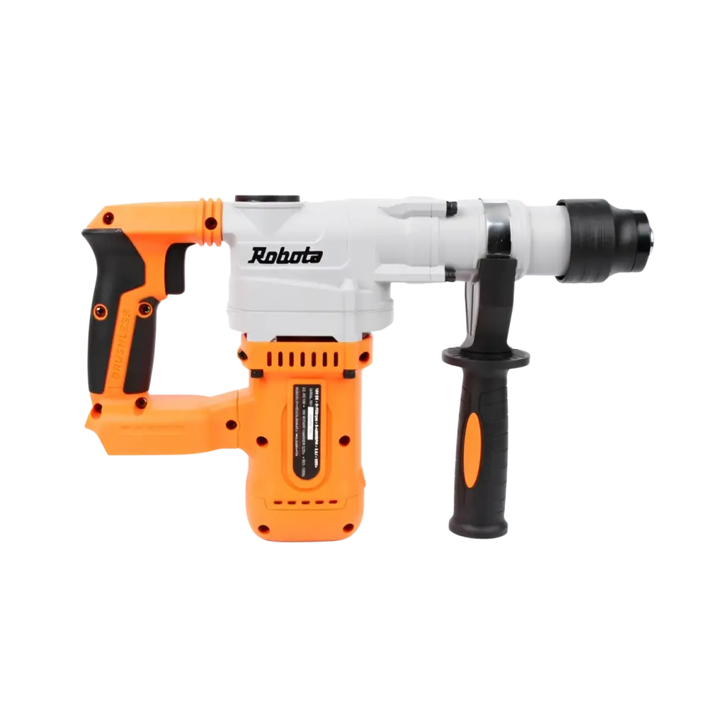 Robota dc-rc18v 18v akkuporavasara oranssi musta runko ja valkoinen runko ergonomisilla kahvoilla