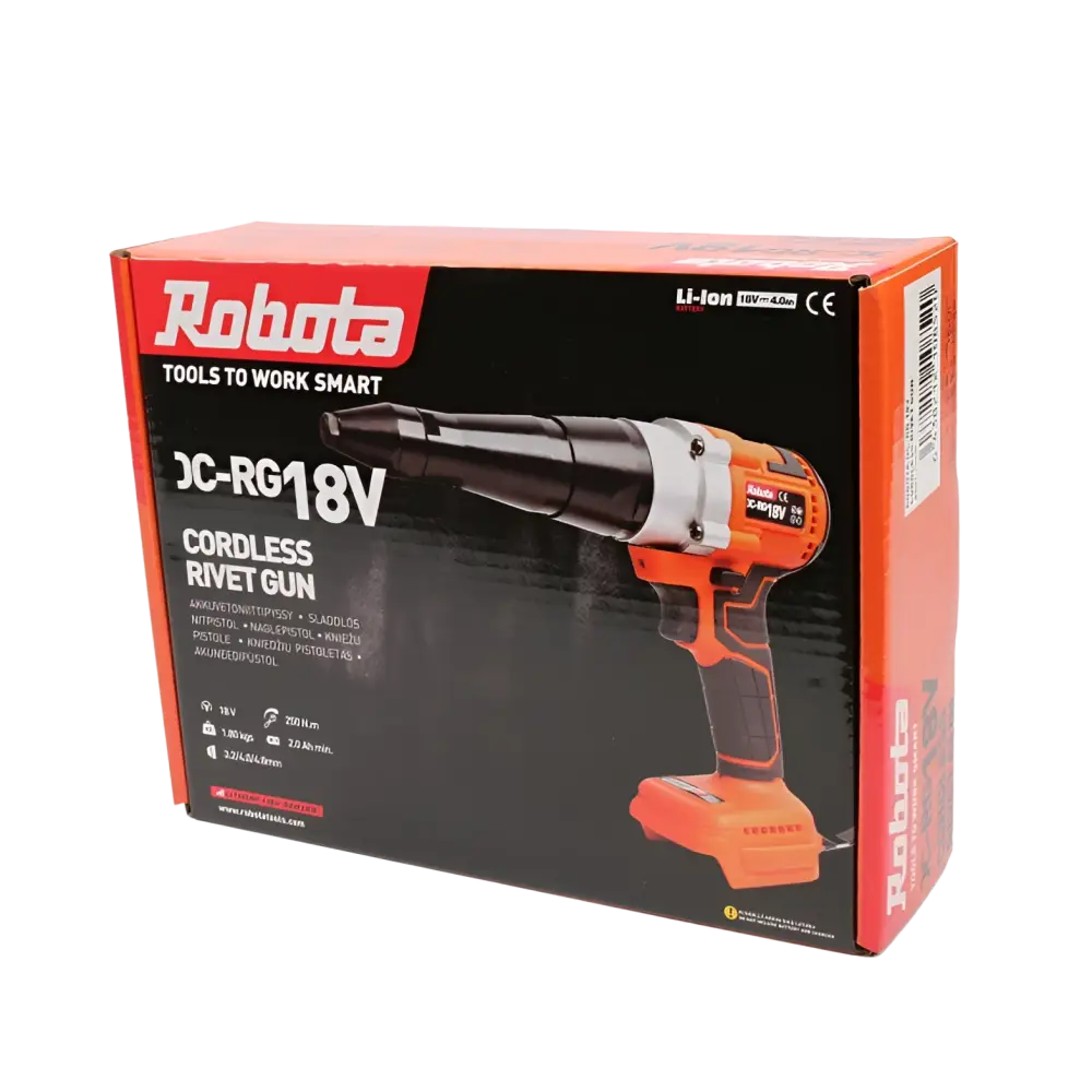 Robota dc-rg18v akkupopniittipyssy oranssi ja musta langaton popniittityökalu tehokkaaseen kiinnitykseen