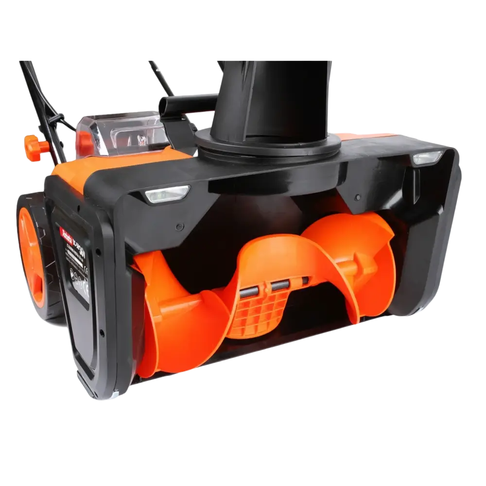Robota dc-sb36v akkulumilinko runko orange ja musta sähköinen lumilinko selkäpuolelta näkyvä spiraaliaukero