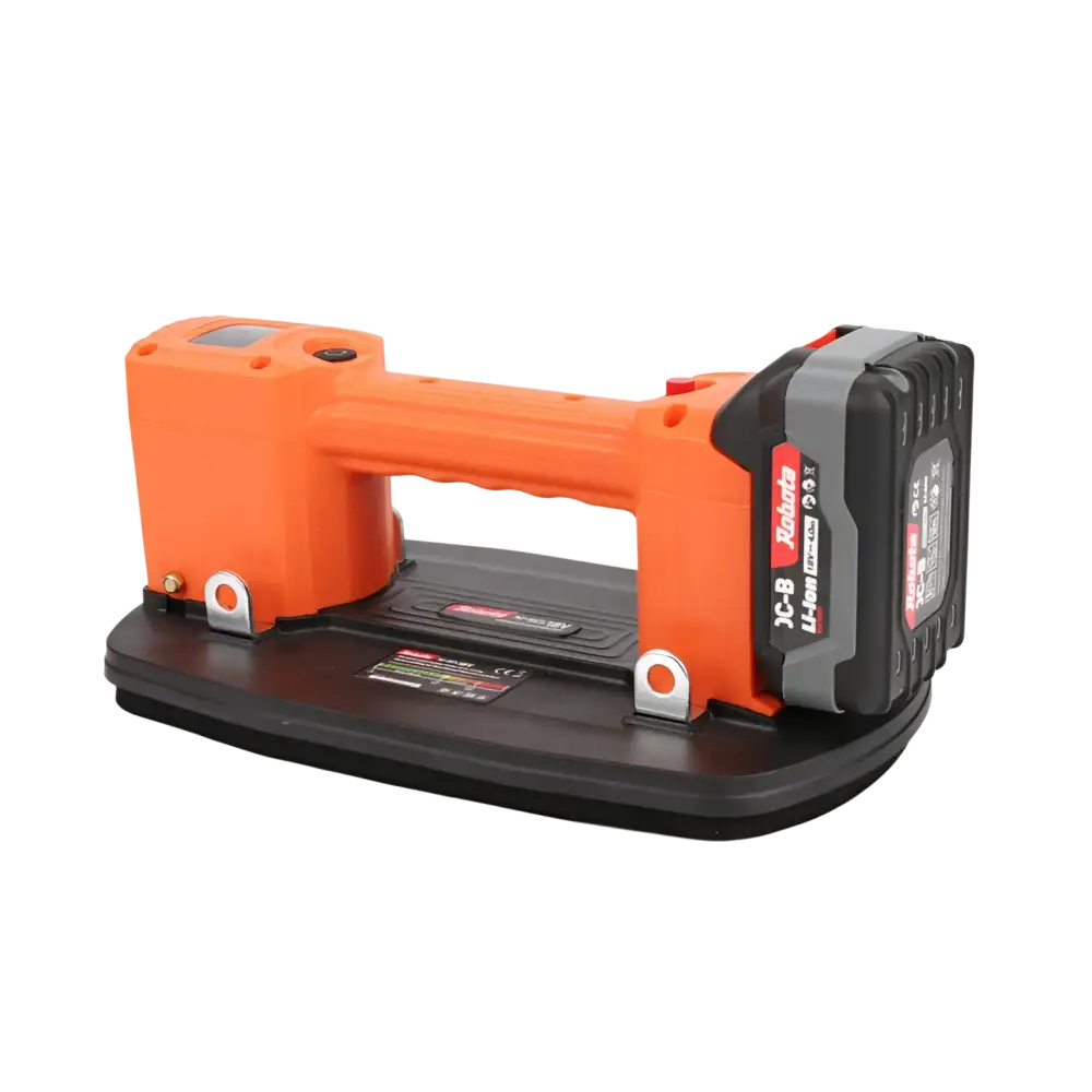 Oranssi ja musta cordless laattaleikkuri robota dc-scl18v teksturoidulla otelukohdalla ja robur-brändillä sivussa