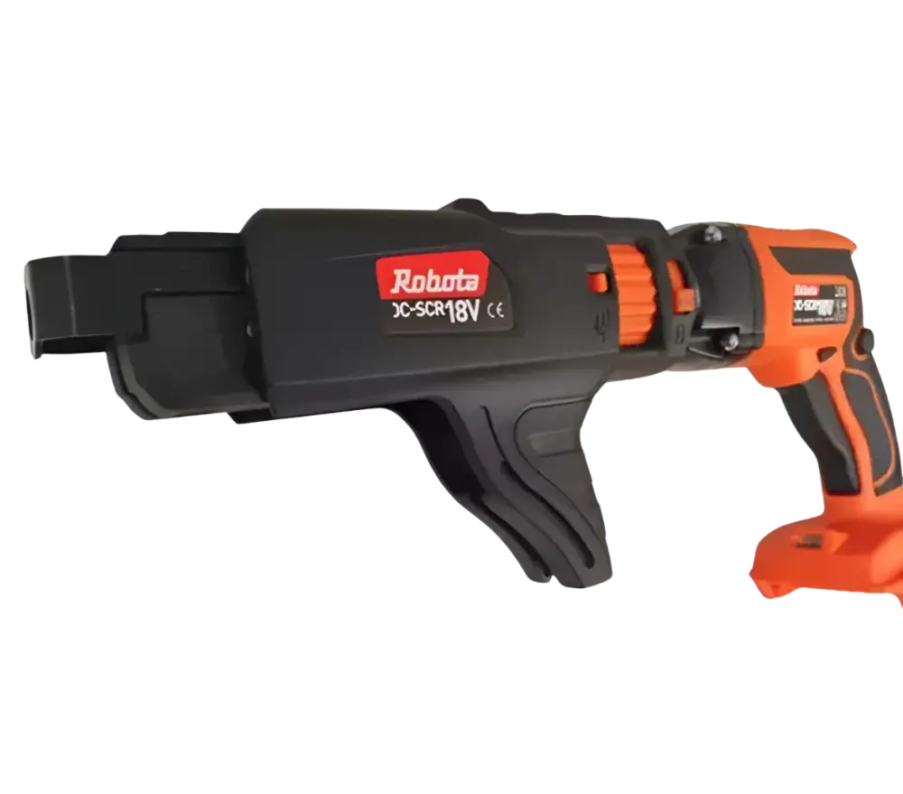 Robota dc-scr18v runko oranssi ja musta akkuhihna-ruuvinväännin ergonomisella kahvalla, kilpailija makita lxt 18v