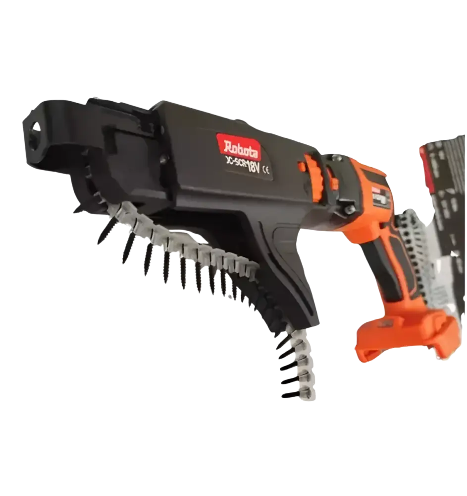 Orange ja musta robata dc-scr18v runko langaton naulain harjaruuvilla ja harmaalla lehtiladalla, makita lxt 18v yhteensopiva