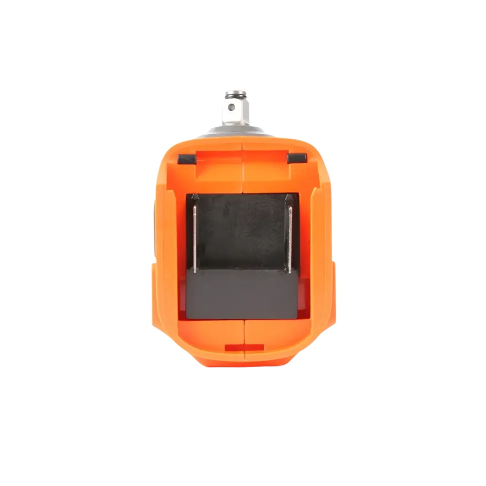 Oranssi robota dc-siv18v iskevä mutterinväännin metallisella ½ tuuman hylsykaralla ja mustilla osilla