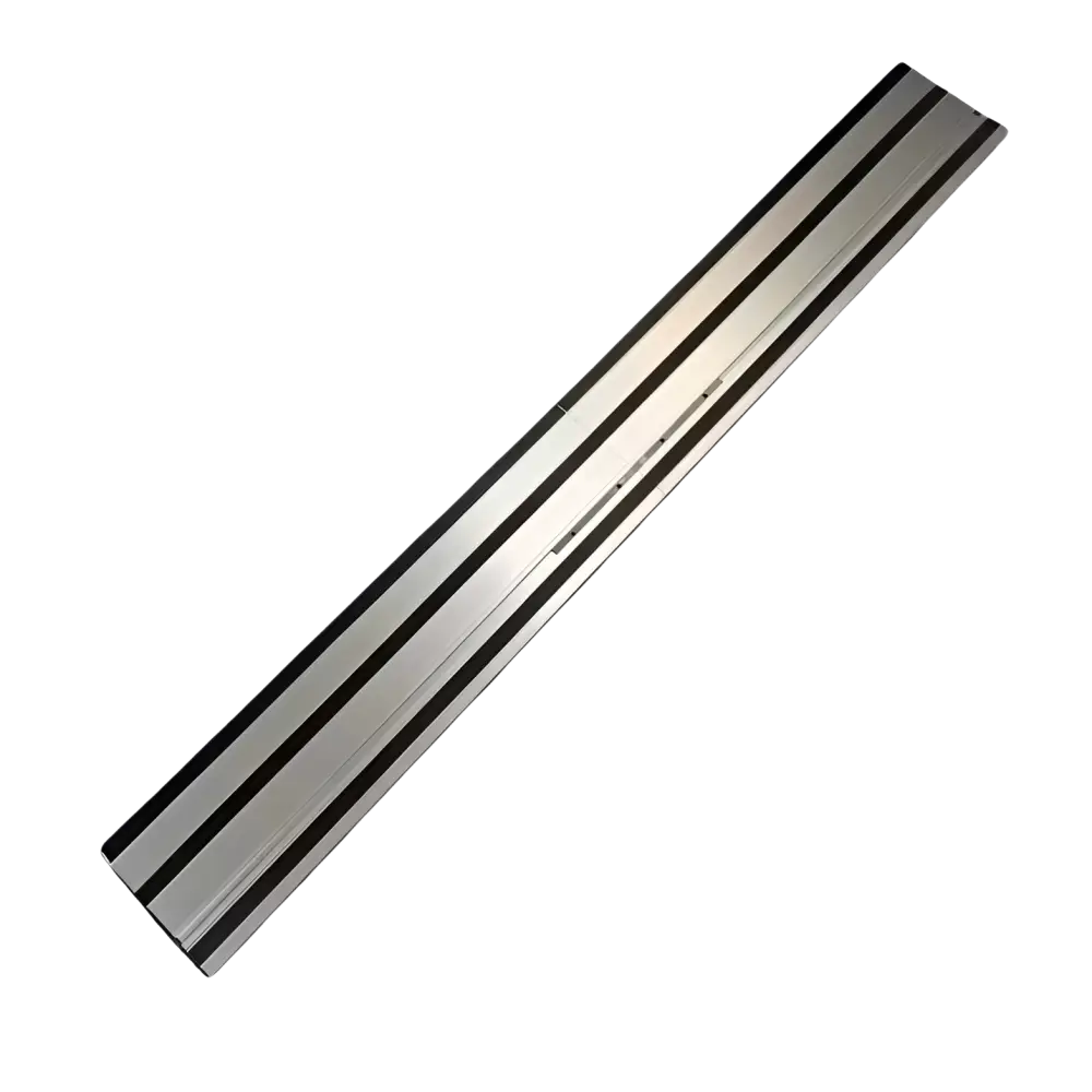 Silverinen alumiininen robotan dc-trk upotussahan kisko kahdella mustalla uralla 2 x 70cm dc-pcs18v akku-upotussahalle
