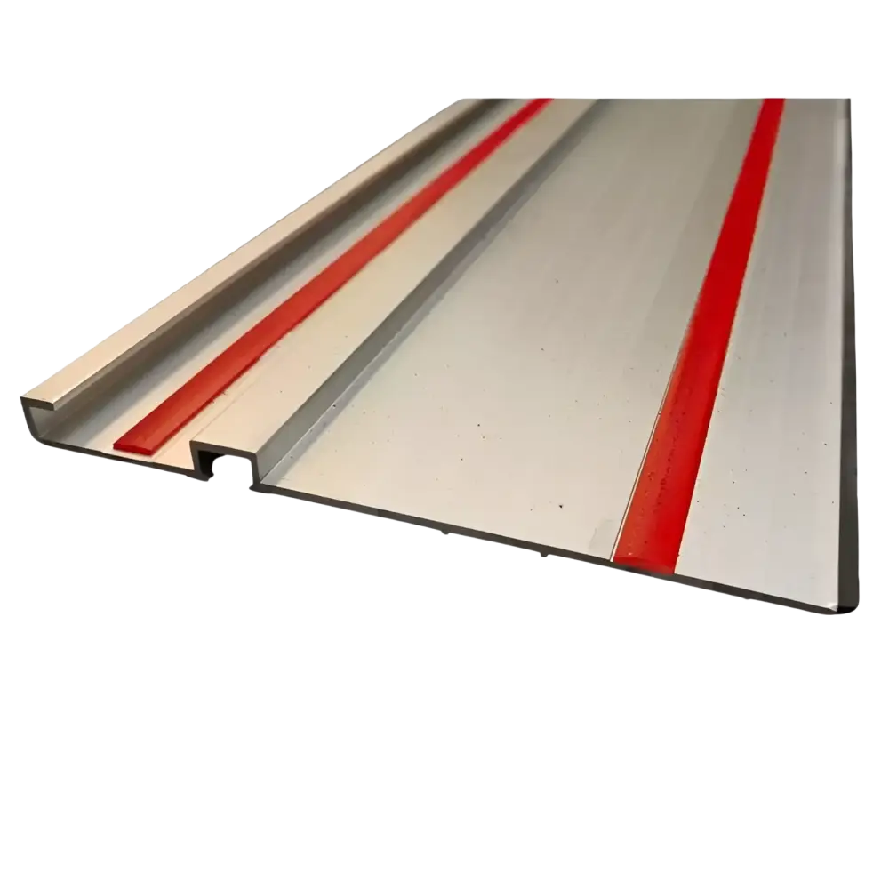 Silver aluminum track robota dc-trk upotussahan kisko 2 x 70cm with two parallel red rubber strips for robotan dc-pcs18v akku-upotussahalle