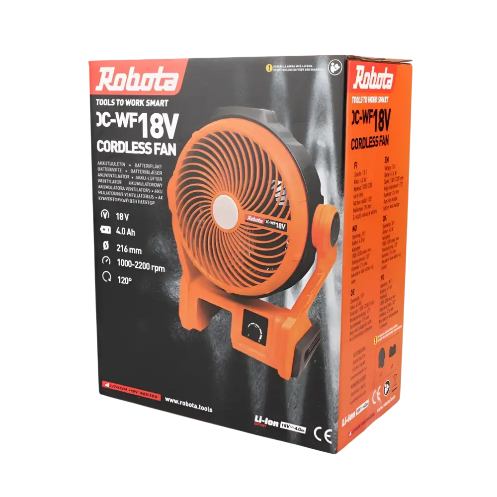 Robota dc-wf18v 18v akkutuuletin oranssi musta runko asteen kulmansäätö retail pakkauksessa