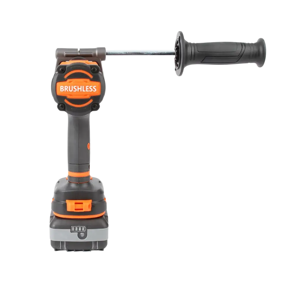 Robota dc-wi18v iskevä akkuporakone kahvalla musta ja oranssi harjaton rakenne teksturoidulla otteella