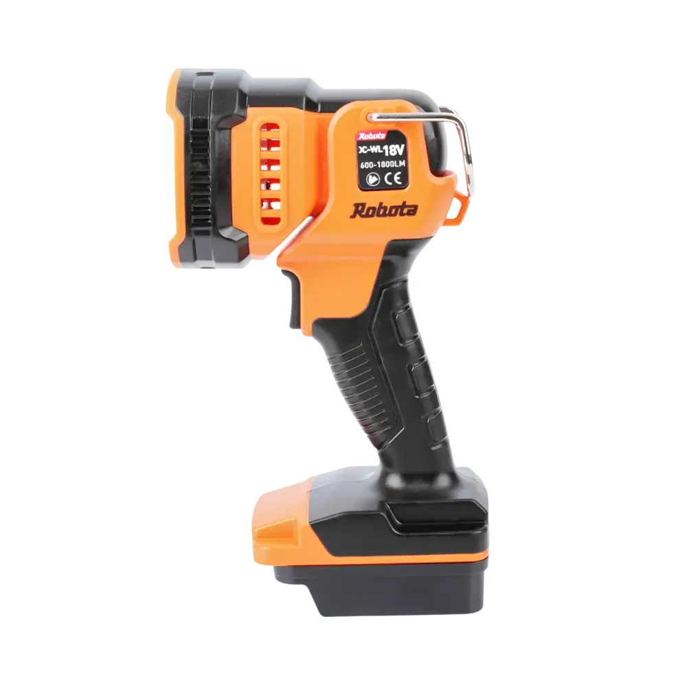 Robota dc-wl18v akkutyövalo oranssi musta teksturoitu kahva tehokkaaseen työvalaistukseen makita