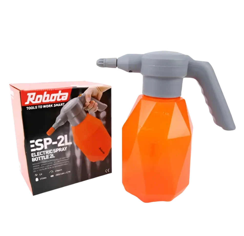 Robota esp2l akkuruiskupullo oranssi geometrinen runko harmaa pumppu usb-c liitännällä 2 litraa