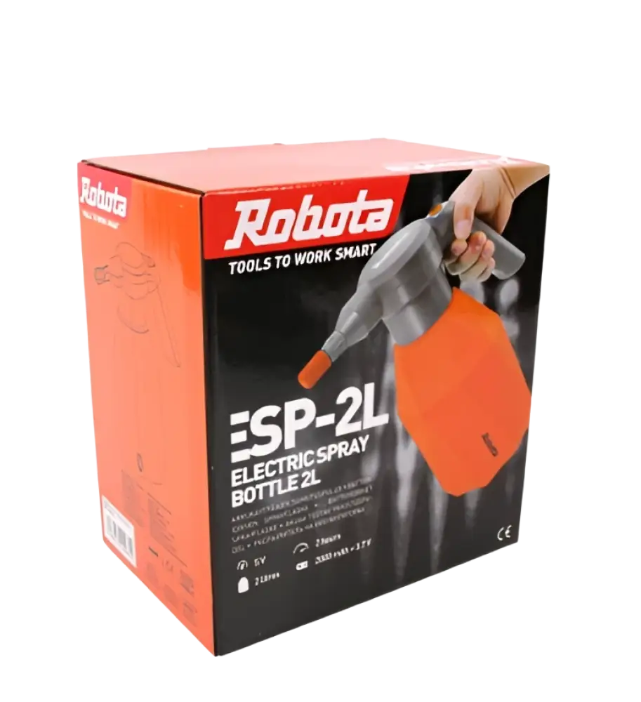 Robota esp2l akkuruiskupullo 2 litraa oranssi ja harmaa sähköinen suihkepullo usb-c-liitännällä