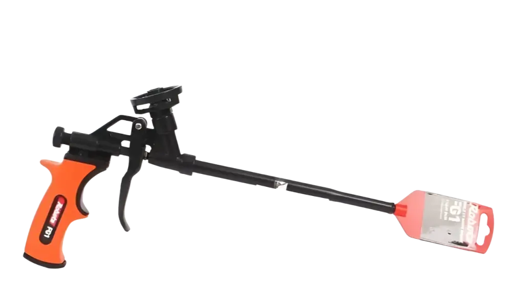 Robota fg1 uretaanipistooli oranssi ja musta spray gun ergonomisella kahvalla ja pitkällä jatkonokalla