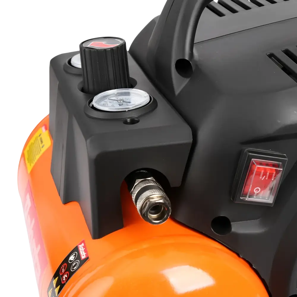 Robota k6s oranssi ja musta kompressori 6l 850w hiljainen paineen säätönupilla ja bar maksimipaineella