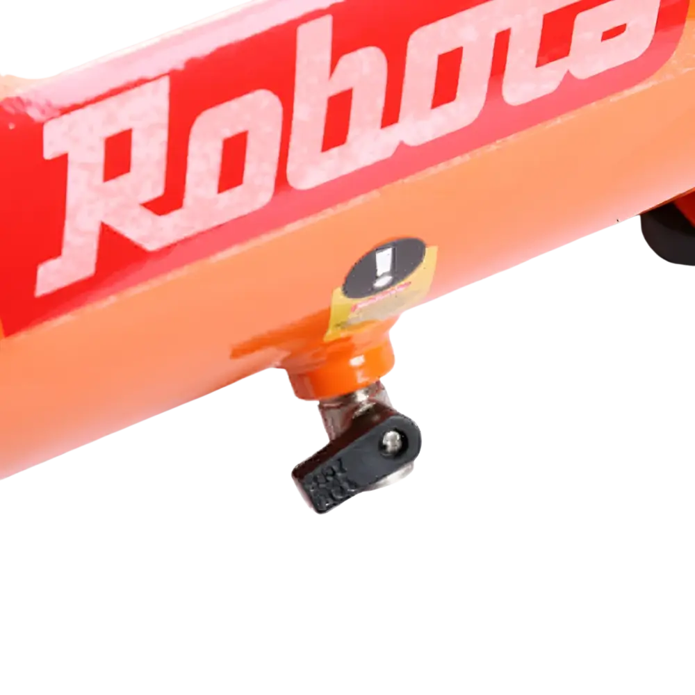 Robota k6s oranssi ilma­kompressori mustalla venttiilillä ja varoitustarralla 6l 850w hiljainen bar maksimipaine