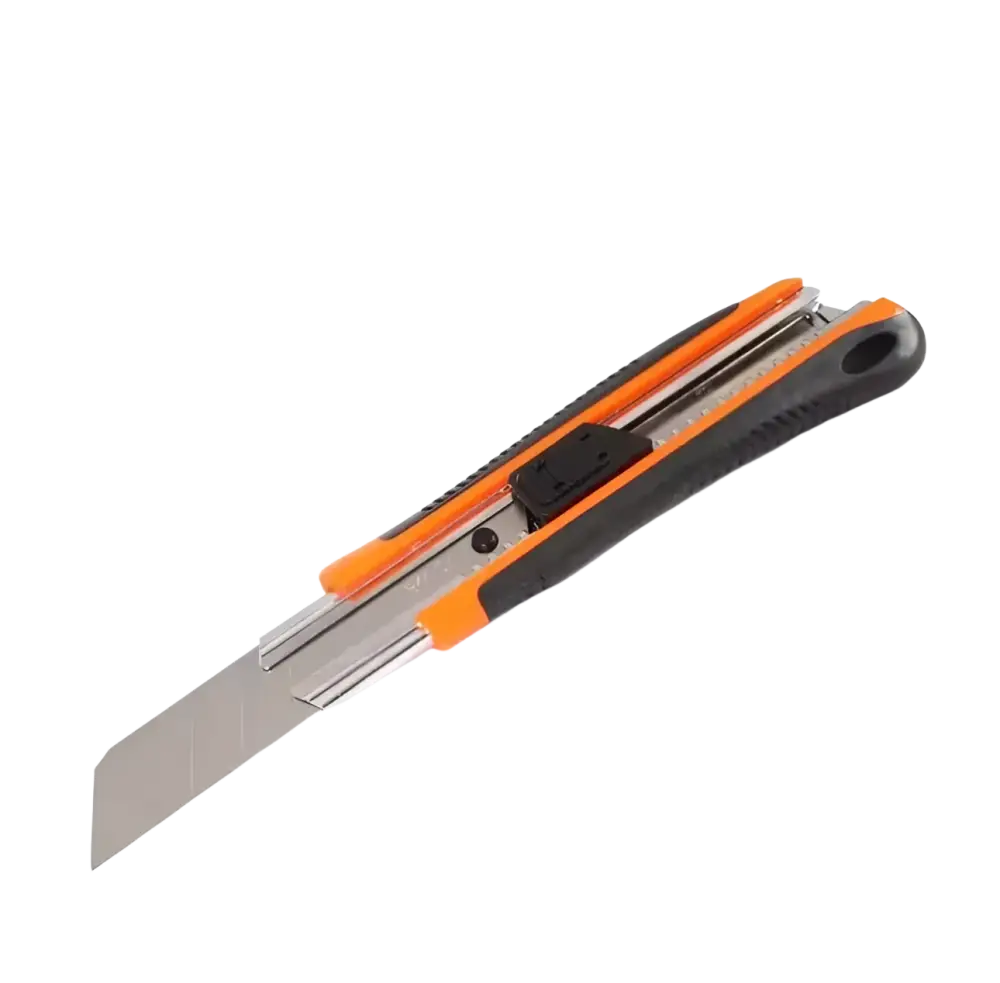Robota katkoteräveitsi jk25 25mm oranssi musta kumisella otepinnalla dual lazer terällä ja ruostumattomalla terällä