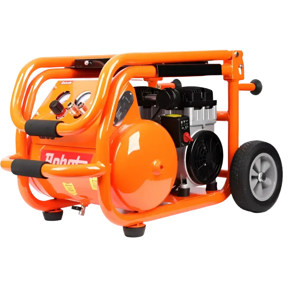 Robota k20s 20l 1500 w hiljainen kirkkaan oranssi kannettava paineilmakompressori tukevalla rungolla ja pyörillä