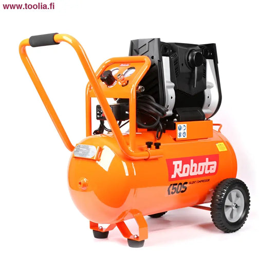 Hiljainen Robota K50S 50l säiliöllä varustettu kompressori oranssissa