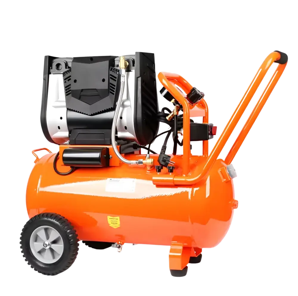 Oranssi robota kompressori k50s 50l säiliöllä varustettu hiljainen kompressori musta ja hopeinen moottorikotelolla pyörillä