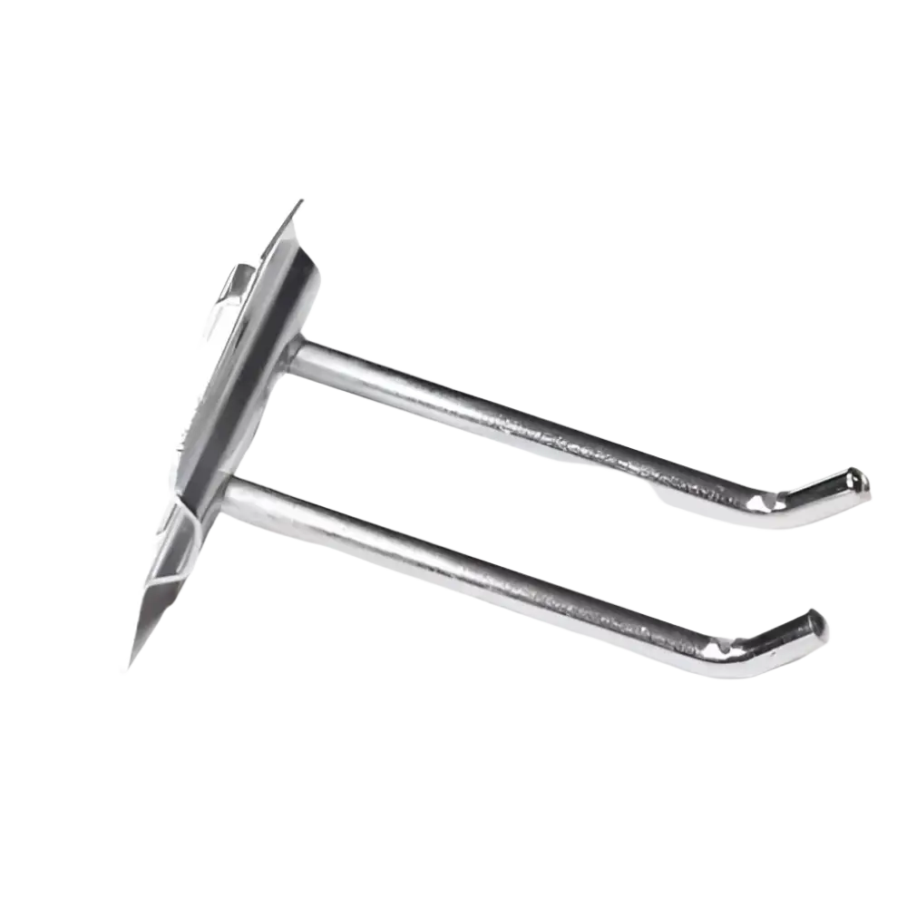 Silver metalinen kaksipiikkinen seinäkiinnike dh5 50mm robotan reikälevyseinätarvikkeista kpl pussi