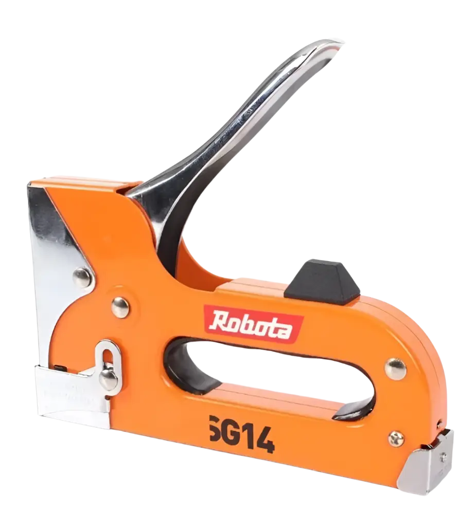 Robota sg14 rakennusnitoja orange ja hopea 4-14mm niittipyssy mustalla liipaisimensuojalla