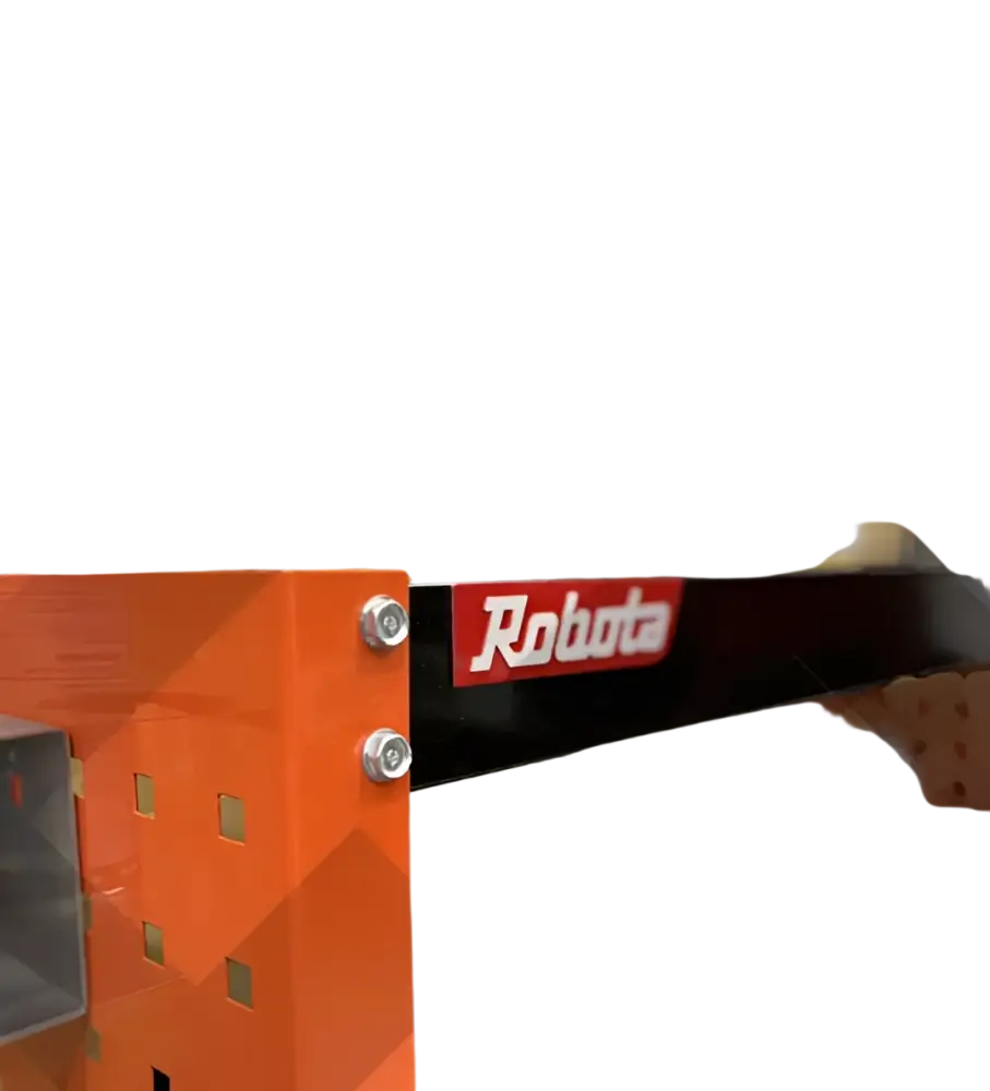 Robota tg1 avohyllyinen oranssi geometrisesti kuvioitu metallinen työkaluvaunu mustalla robota-logolla