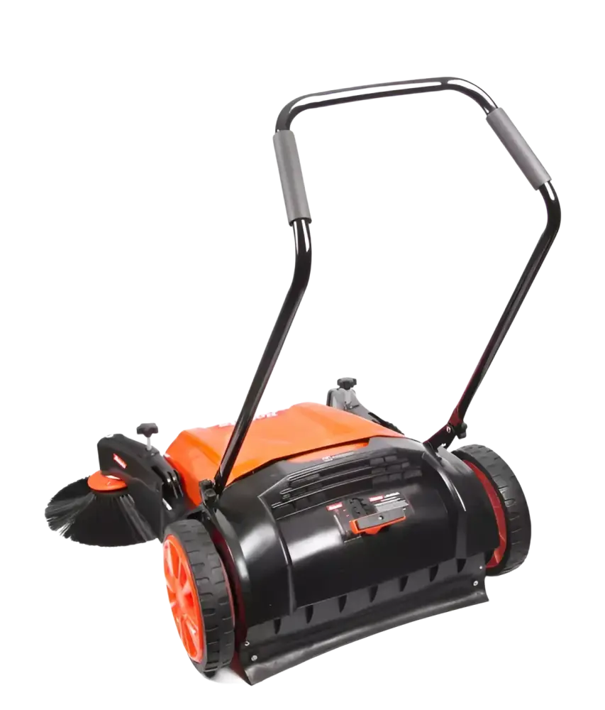 Robota sw550 työnnettävä lakaisukone oranssi ja musta etuharjaominaisuudella pihan siivoukseen