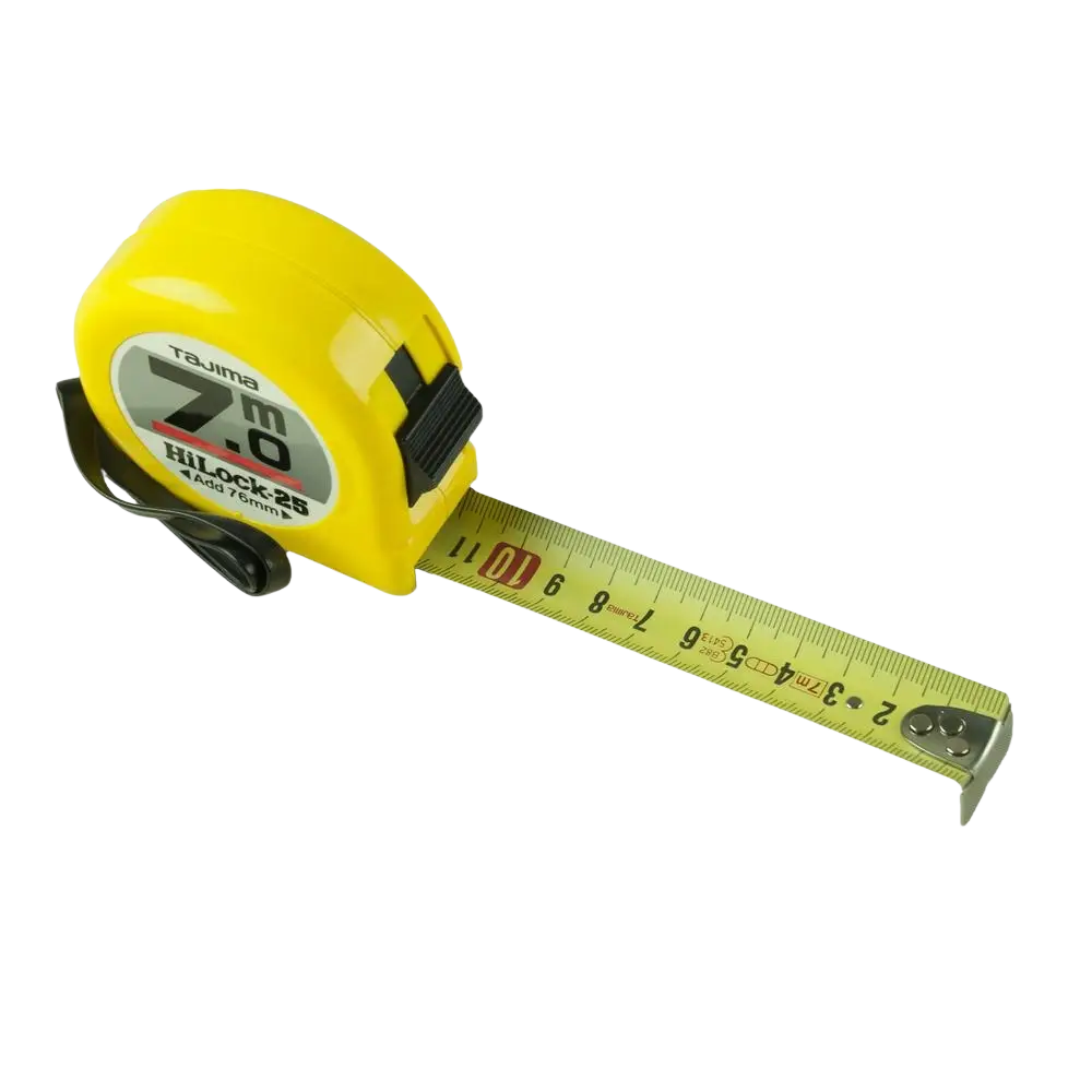 Rullamitta tajima 7 m 25mm kirkkaan keltainen hi-lock-25 mittanauha metallisella terällä ammattikäyttöön