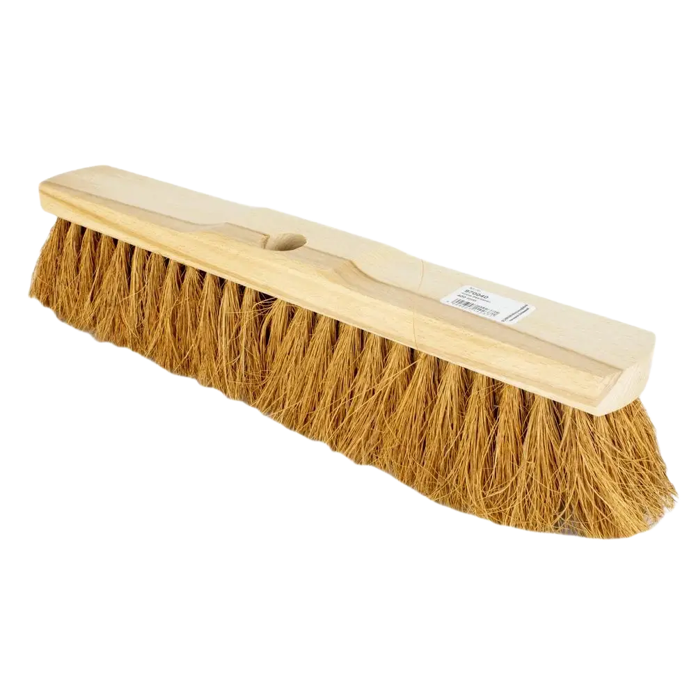 A sturdy schwan harja 400 mm puinen broom with light wooden handle and dense golden brown natural bristles
