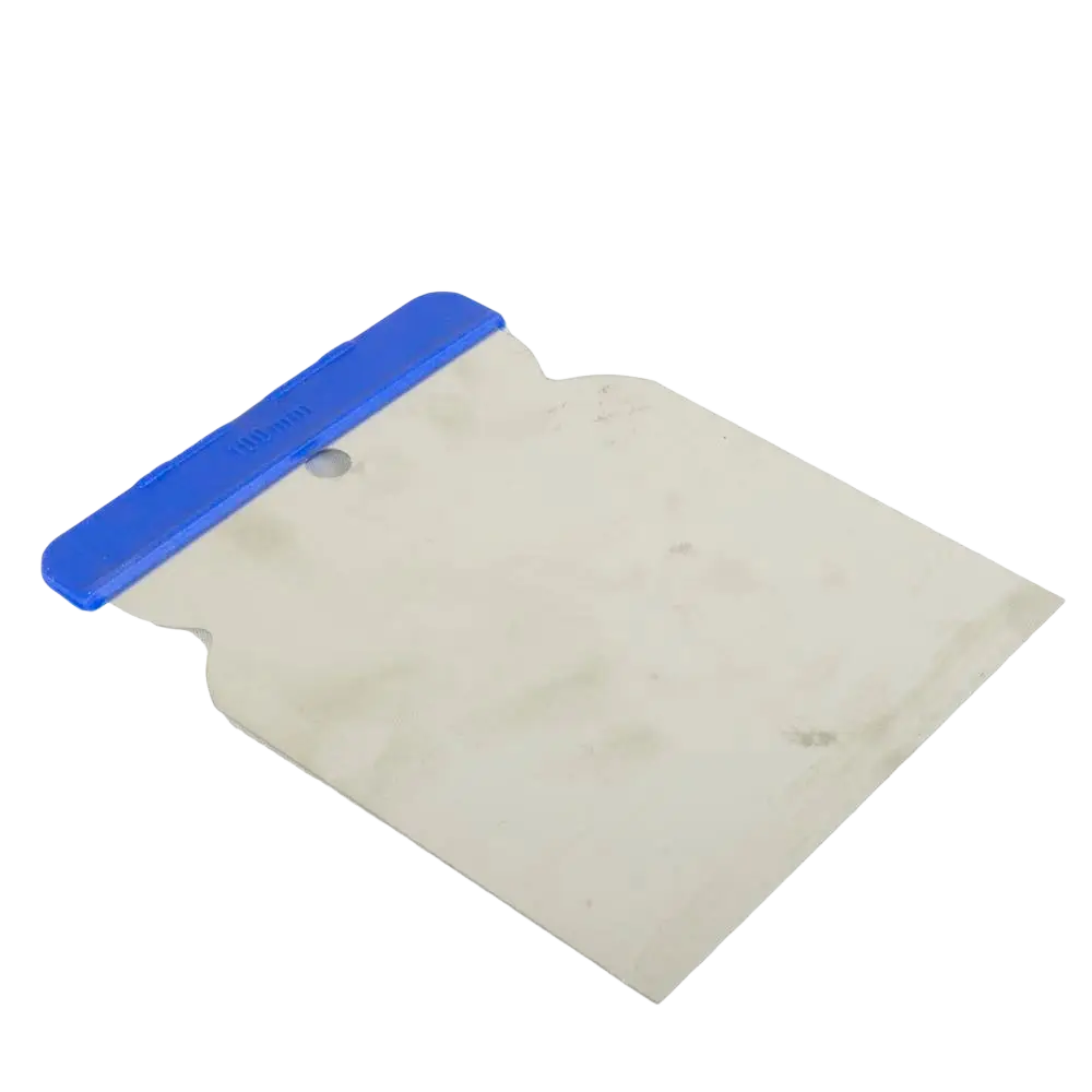 Schwan japanlasta 100 mm sinisillä kahvoilla ja ruostumattomasta teräksestä valmistettu litteä, hieman kaareva terä