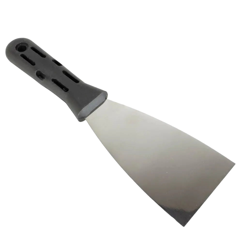 Schwan pakkelilasta 50 mm ruostumattomalla terällä ja mustalla muovikahvalla saumanauhojen painamiseen