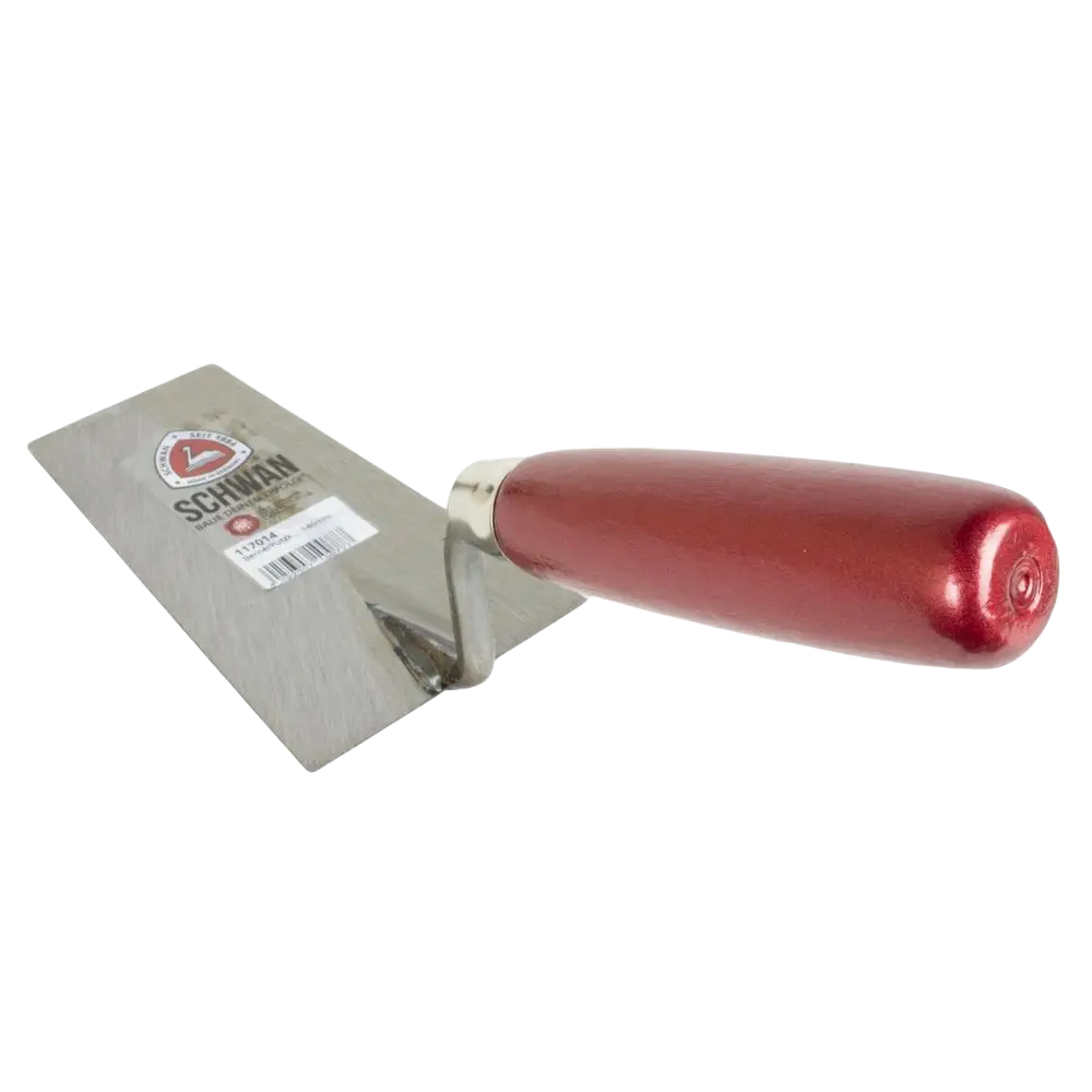 Schwan putskauha 140 x 80 / 60 ruostumattomasta teräksestä valmistettu trowel kiiltävällä punaisella kahvalla