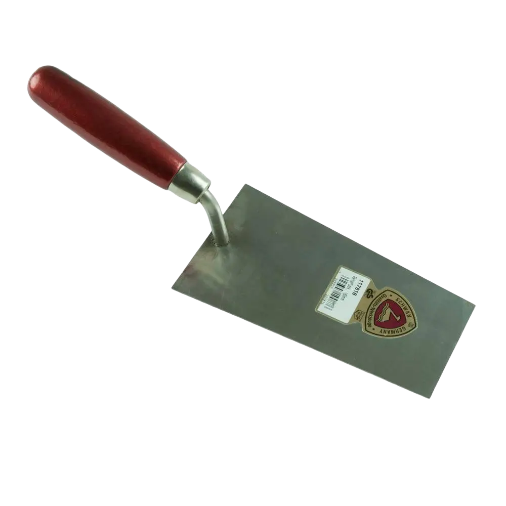 Schwan putskauha 160 mm ruostumattomasta teräksestä punakahvaisella suorakaiteen muotoisella terällä ja kultaisella embleemillä