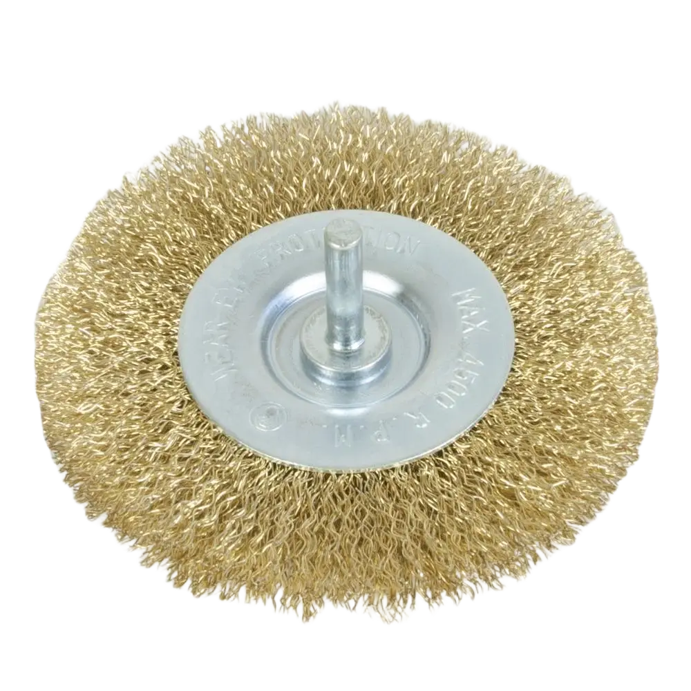 Schwan pyöröharja m6 100mm messinki on kullanvärinen teollisuuskäyttöön sopiva keskiosaltaan metallinen lankaharja