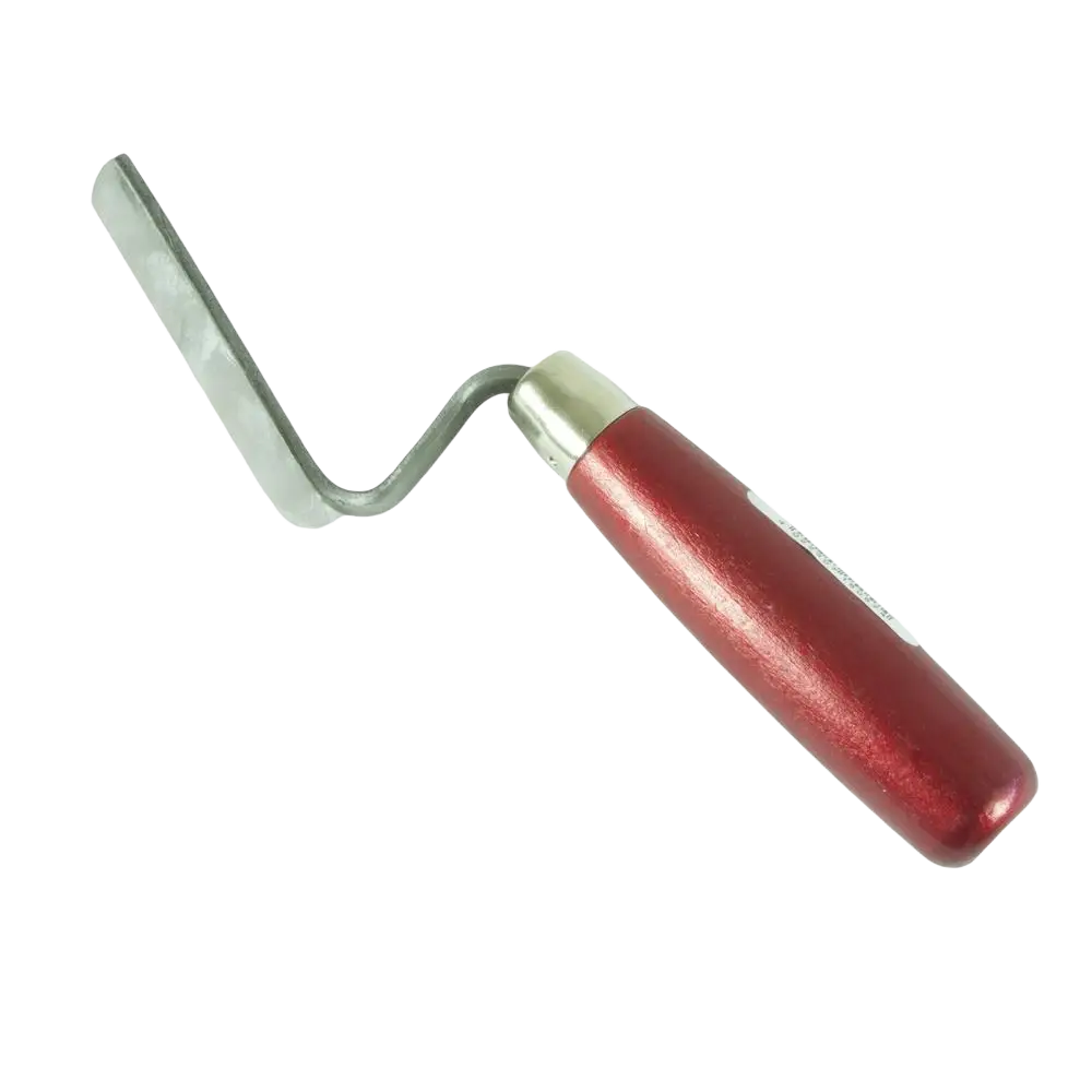Red-handled metallic curved blade schwan pystysaumarauta 12 mm with acrylic base for precise joint finishing